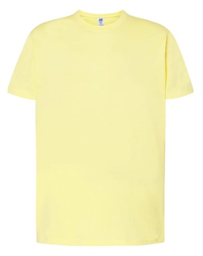 9853c1459cbc932b5aff1415753f35f0_Koszulka Męska kolor-Żółta jasna JHK TSRA 150 REGULAR T-SHIRT.Wzmocniony lycrą ściągacz. Gramatura:155g i 100% bawełna. Dostępne na www.koszulkisuper.com.