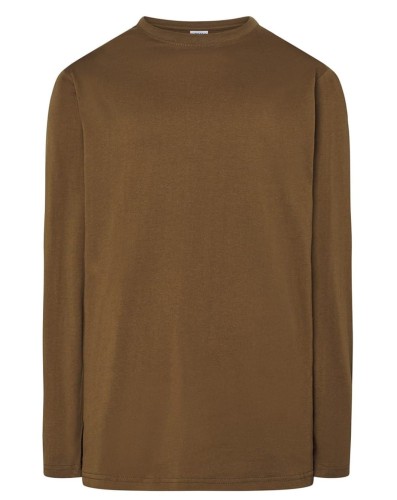Koszulka męska kolor- Khaki z długim rękawem  JHK TSRA 150 LS  100% bawełna.Gramatura 160gBrak bocznych szwów. Podwójne przeszycia na ramionach i u dołu. Taśma wzmacniająca od ramienia do ramienia. Dostępne na www.koszulkisuper.com .