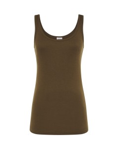 Top Damski z Ramiączkami i Dekoltem w Szpic-KHAKI
