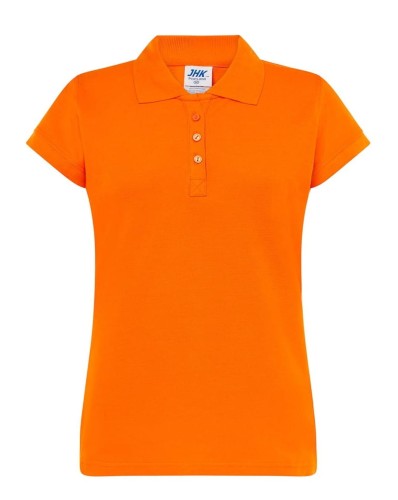 1eec18cfc4e1b7dbd26aa3ee773bc732_Koszulka POLO Damska POPL 200  JHK – Kolor ORANGE. Lekko taliowany wyprofilowany krój i z 3 guzikami. Dostępne na www.koszulkisuper.com