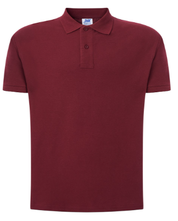 Koszulka męska POLO PORA 210 JHK z kr.rękawem kolor-Burgundy.Zapinana na dwa guziki.Kołnierzyk i rękawy wykończone dzianiną.Boczne rozcięcia.100% stabilizowana bawełna czesankowa pique.Gramatura: 210 g/m2.Dostępne na www.koszulkisuper.com