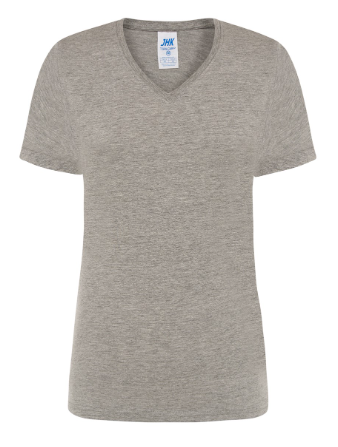 Koszulka damska bawełniana V-Neck JHK TSRL CMFP GM -Szara.png