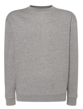 Bluza dresowa unisex SWRA 290 JHK. Gramatura: 290 ma podwójne przeszycia na szyi, mankietach i lamówce.Kolor-Szary melanż. Dostępne na www.koszulkisuper.com .png