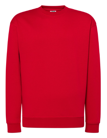 Bluza dresowa unisex SWRA 290 JHK. Gramatura: 290 ma podwójne przeszycia na szyi, mankietach i lamówce.Kolor-Czerwony. Dostępne na www.koszulkisuper.com.png