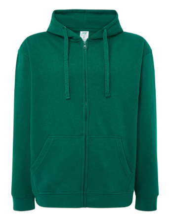 Bluza dresowa SWUA HOOD JHK  z kapturem zapinana na zamek.Ściągana sznurkiem w kolorze bluzy.Naszywane kieszenie.Wzmocnione lycrą ściągacze.Gramatura:290g. Dostępne na www.koszulkisuper.com-Zielona