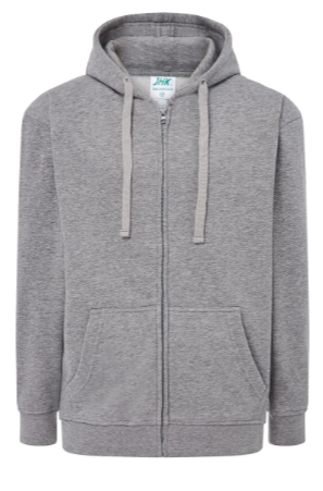 Bluza dresowa SWUA HOOD JHK  z kapturem zapinana na zamek.Ściągana sznurkiem w kolorze bluzy.Naszywane kieszenie.Wzmocnione lycrą ściągacze.Gramatura:290g. Dostępne na www.koszulkisuper.com - Popielata