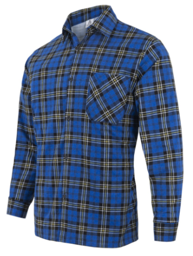 Koszula Flanelowa krajowa 100% bawełna JHK -Niebieska szkodzka krata.png