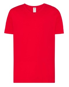Koszulka Męska bawełniana w V-neck JHK-Czerwona