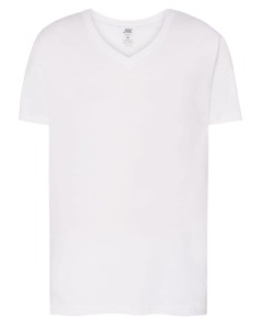 Koszulka Męska bawełniana w V-neck JHK-Biała