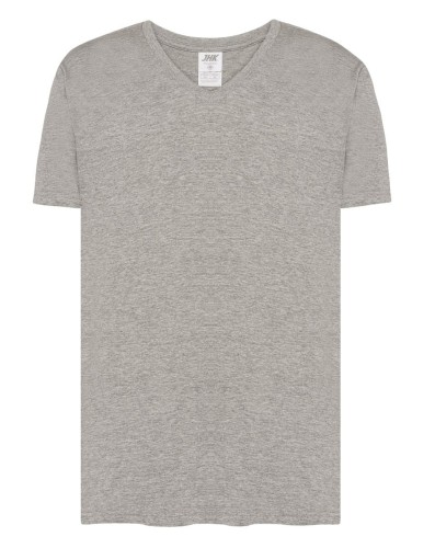 Męska koszulka w szpic kolor- Szary JHK TSUA PICO URBAN V-NECK dopasowana do sylwetki.Wzmocniony lycrą ściągacz.Taśma wzmacniająca.100% bawełna.Boczne szwy. Gramatura: 160 approx.Dostępne na www.koszulkisuper.com
