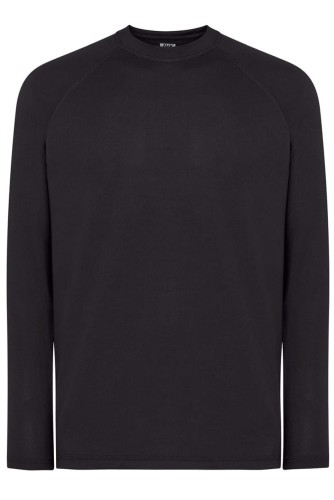 Męska koszulka kolor- Czarna JHK T-SHIRT SPORT MAN LS z długim  raglanowymi rękawami i ozdobnymi przeszyciami w dolnej części rękawa, szyi i ramion.Gramatura ok.130 g/m2approx.100% Poliestru z recyklingu.Dostępne na www.koszulkisuper.com