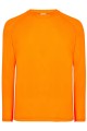Męska koszulka kolor- Orange Fluor JHK T-SHIRT SPORT MAN LS z długim  raglanowymi rękawami i ozdobnymi przeszyciami w dolnej części rękawa, szyi i ramion.Gramatura ok.130 g/m2approx.100% Poliestru z recyklingu.Dostępne na www.koszulkisuper.com