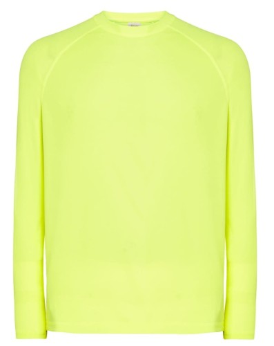 Męska koszulka kolor- Gold Fluor JHK T-SHIRT SPORT MAN LS z długim  raglanowymi rękawami i ozdobnymi przeszyciami w dolnej części rękawa, szyi i ramion.Gramatura ok.130 g/m2approx.100% Poliestru z recyklingu..Dostępne na www.koszulkisuper.com.