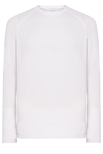 Męska koszulka kolor- Biała JHK T-SHIRT SPORT MAN LS z długim  raglanowymi rękawami i ozdobnymi przeszyciami w dolnej części rękawa, szyi i ramion.Gramatura ok.130 g/m2approx.100% Dostępne na www.koszulkisuper.com