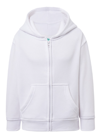 Bluza dresowa dziecięca JHK SWRK HOOD biała z kapturem.Zapinana na zamek, ma dwie kieszenie i ściągacz na dole bluzy i rękawach.Dostępne na www.koszulkisuper.com.png