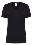 Koszulka damska bawełniana V-Neck JHK -Czarna