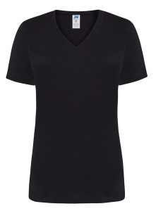 Koszulka damska bawełniana V-Neck JHK -Czarna