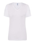 Koszulka damska bawełniana V-Neck JHK -Biała