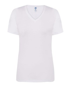 Koszulka damska bawełniana V-Neck JHK -Biała