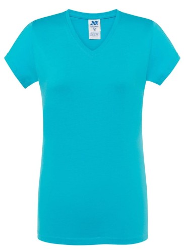 74a1a6c7d679747f3cb968e509ce82e1_Koszulka damska bawełniana V-Neck JHK TSRL CMFP TU -Turkusowa