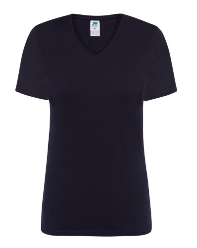 5e107535b1325bc30bbac2b51ade9693 _Koszulka damska bawełniana V-Neck JHK TSRL CMFP NY -Granatowa