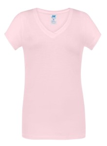 Koszulka damska bawełniana V-Neck JHK -Różowa
