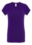 Koszulka damska bawełniana V-Neck JHK -Fioletowa