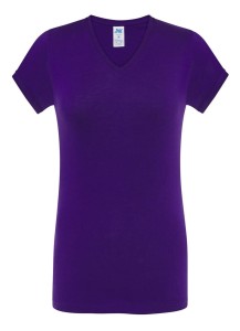 Koszulka damska bawełniana V-Neck JHK -Fioletowa