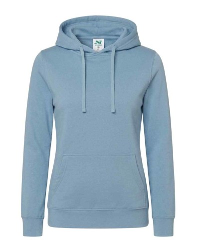 Bluza damska typu kangurek z kapturem i z troczkami w kolorze bluzy SWUL KNG JHK -kolor BŁĘKITNY. Dostępne na www.koszulkisuper.com