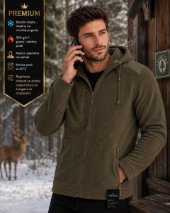 Polar Męski z kapturem gruby Khaki JHK