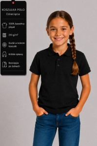 Dziecięca Koszulka Polo Czarna JHK 