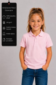 Dziecięca Koszulka Polo Różowa JHK 