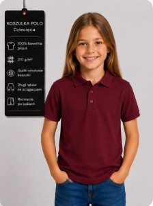 Dziecięca Koszulka Polo Burgundy JHK 
