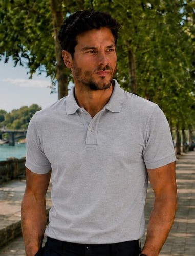 Męska popielata koszulka polo JHK JT POLO GM w stylizacji casual.jpg