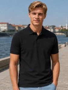 Męska koszulka polo JHK 210 g – bawełniana, czarna