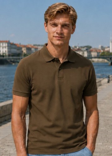 Koszulka polo męska z krótkim rękawem JHK premium 210 g–  Khaki.jpg