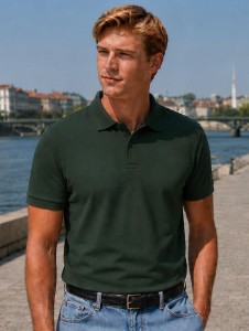Męska koszulka polo JHK 210 g – bawełniana, leśna zieleń 