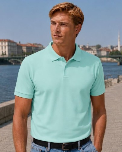 Koszulka polo męska z krótkim rękawem JHK premium 210 g– mięta.jpg