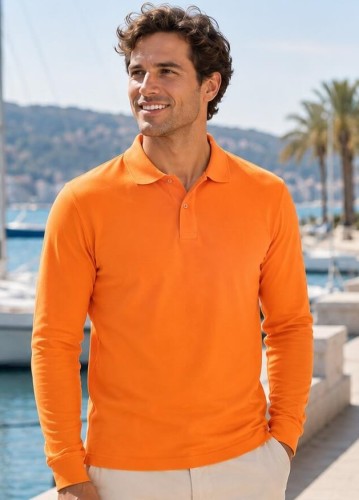 Męska koszulka polo z długim rękawem JHK 210 g – bawełniana, orange.jpg