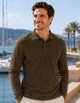 Męska koszulka polo z długim rękawem JHK 210 g – bawełniana, khaki