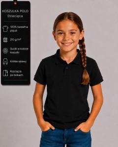 Dziecięca Koszulka Polo Czarna JHK 