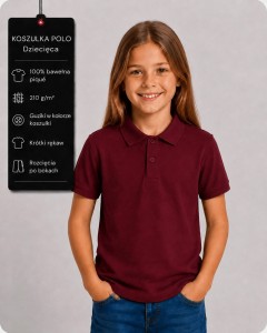 Dziecięca Koszulka Polo Bordowa JHK 