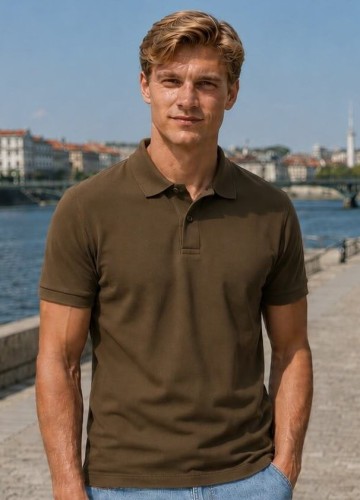 Koszulka polo męska z krótkim rękawem JHK premium 210 g– khaki