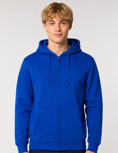 Męska niebieska bluza rozpinana z kapturem JHK- na modelu.jpg