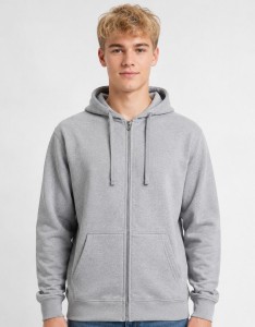 Bluza męska rozpinana z kapturem szary melanż JHK