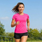 Koszulka damska sportowa z krótkim rękawem JHK - fuksja neonowa