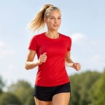 Koszulka damska sportowa z krótkim rękawem JHK - czerwona