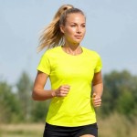 Koszulka damska sportowa z krótkim rękawem JHK - żółta neonowa