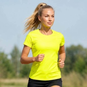 Koszulka damska sportowa z krótkim rękawem JHK - żółta neonowa
