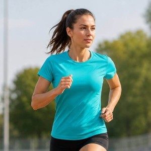 Koszulka damska sportowa z krótkim rękawem JHK - turkusowa